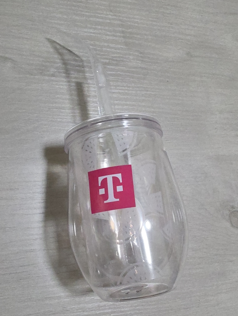 T-Mobile Clear Watermelon Design Tumbler Cup W Resuable Straw